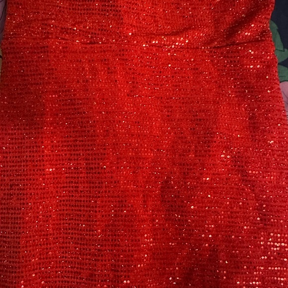 Bear Dance Red Sequin Strapless Bodycon Dress - Picture 2 of 4